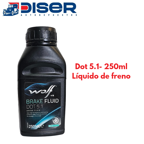 [DOT-5.1-250ML] LIQUIDO DE FRENOS 250 ML. / WOLF DOT 5.1