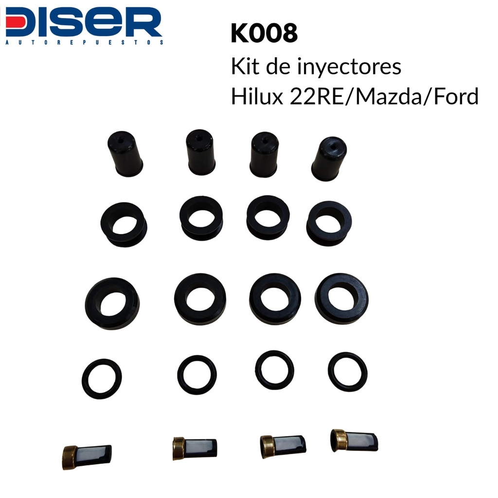 [K008] KIT DE INYECTOR GASOLINA (4 CIL) / TOY.HILUX 22RE. MAZ/FORD