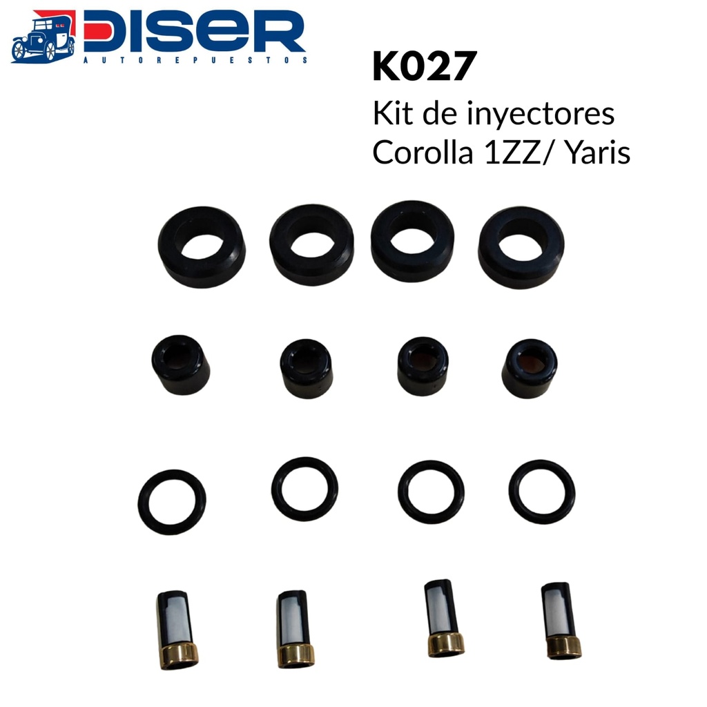 [K027] KIT DE INYECTOR GASOLINA (4 CIL) / TOY.COROL 1ZZ.YARIS,TERIS