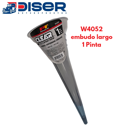 [W4052] EMBUDO PLASTICO LARGO 1 PINTA / TRANSP