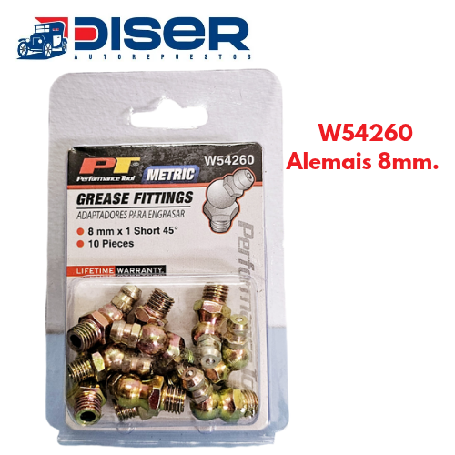 [W54260] ALEMAIS 8 mm. X 1 45°  10 PZS / METRICOS