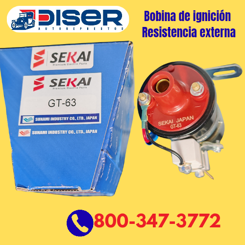 [GT-63/S] BOBINA DE IGNICION CON RESIS. EXTERNA / UNIVERSAL