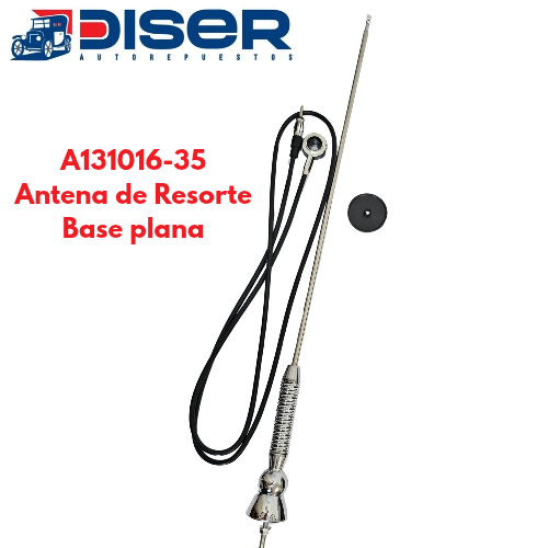 ANTENA DE RESORTE CROMADA BASE PLANA