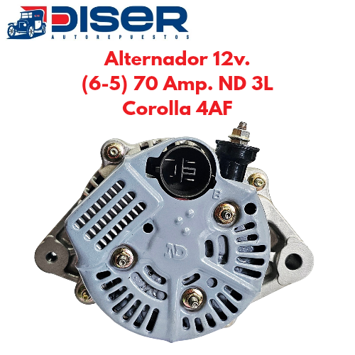 ALTERNADOR 12V. (6-5) 70 AMP ND 3L REDONDO / TOY. COROLLA 4AF (82-94) (FAJA 5PK)