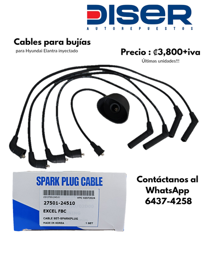 JUEGO DE CABLES PARA BUJIAS (M4-28780) / HY.EXCEL 1.5L, ELANT(INYEC